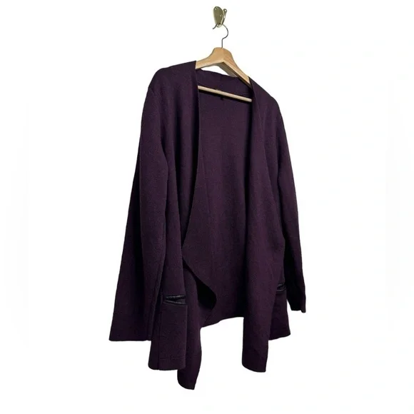 EILEEN FISHER 100% Merino Wool Sweater Cardigan Purple 1X - Picture 4 of 11